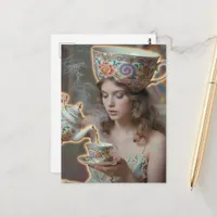 Surreal Tea Woman  Postcard