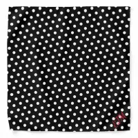 Polka Dot Patterned Retro Monogram Black and White Bandana