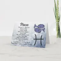 Happy Birthday Pisces Astrological Sign Card