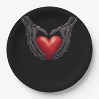 Skeleton Hand Heart Paper Plates