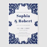 Blue Talavera Mexican Wedding Vellum Invitations