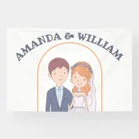 Simple, Cartoon-Iike  Spouses Illustration Wedding Banner