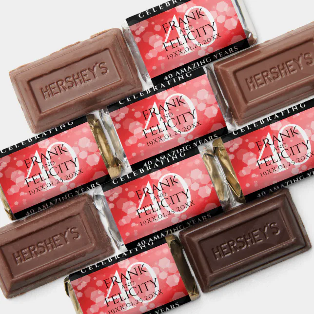 Elegant 40th Ruby Wedding Anniversary Celebration Hershey's Miniatures