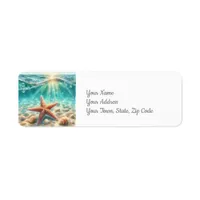 Starfish Under the Sea Coastal Beach Label