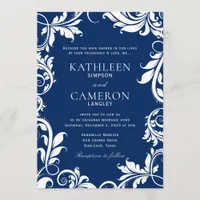 Majestic Leaves Invitation Template | Navy Blue