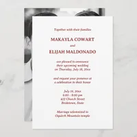 Minimalist Red & White Temple Wedding Reception Invitation