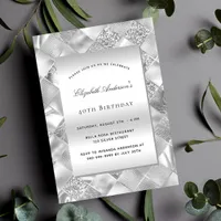 Silver elegant modern birthday invitation