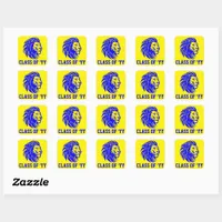 Lion Mascot Blue and Yellow Graduate  Square Sticker