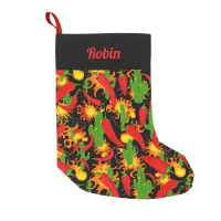 Fun Chilli Pepper, Cactus and Fire Personalised Small Christmas Stocking