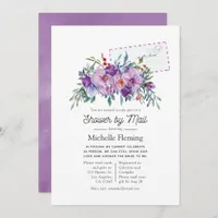 Purple Magnolias and Roses Bridal Shower by Mail Invitation