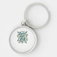 Let's Get Lit Funny Christmas Lights Holiday Party Keychain
