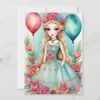 Birthday Girl and Roses Flat Card