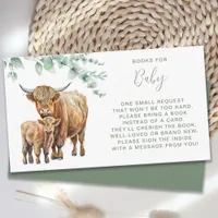 Highland Cow Sage Greenery Books For Baby Shower  Enclosure Card