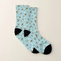 Spitfire Airplanes Aviation Themed Blue Socks