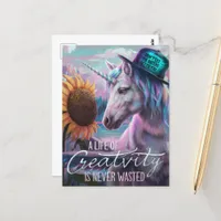 Unicorn and Sunflower A Life of Creativity  Postcard