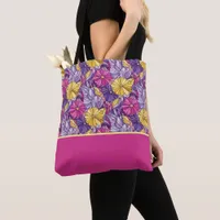 Stained Glass Abstract Purple Yellow Pink Tote Bag