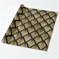 Black and Gold Art Deco Pattern Wrapping Paper