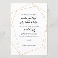 Elegant Simple Gold Geometric Frame Wedding Invitation