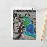 Penguins collage postcard