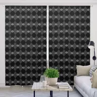 Gray and Black Harlequin Design with Gothic Cross  Blackout Curtains