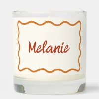 70s Retro Fun Wavy Border Custom Handwritten Name  Scented Candle