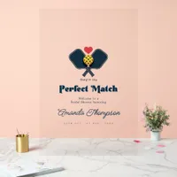 Perfect Match Preppy Pickleball Wedding Shower Acrylic Sign