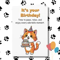 Happy Birthday | Cute and Funny Cat and Coloring   Card