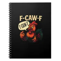 F Caw F Funny Angry Rooster Graphic Retro Style Notebook