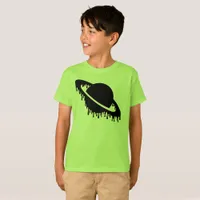 Kids Gothic Dripping Planet Black Silhouette  T-Shirt