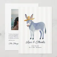Cute Santorini Donkey Greek Island Wedding Photo Thank You Card