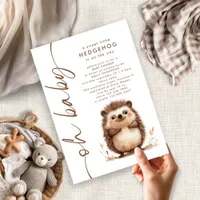 Sweet Little Hedgehog Oh Baby Shower Invitation