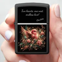 Enchanted Rosy Lovebird in a Glowing Realm Zippo Lighter