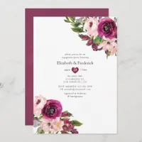 Marsala and Blush Floral Wedding Engagement Party Invitation