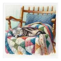 Sweet Gray Cat Sleeping on a Quilt Acrylic Print