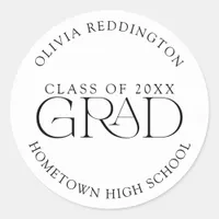 Modern Minimal Typography Class of 2025 Grad Classic Round Sticker