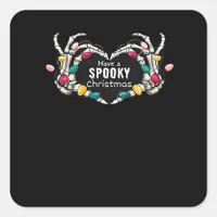 Skeleton Hand With Heart Classic Style Square Sticker