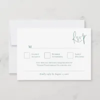 Minimalist Emerald Green Writing Wedding RSVP Card
