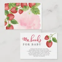 Pink Red Strawberry Baby Shower Book Request Enclo Enclosure Card