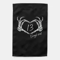 Skeleton Heart Hand Minimal Classic Design Garden Flag