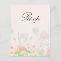 Rose Garden Modern Floral wedding rsvp Invitation Postcard