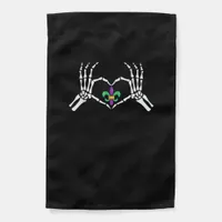 Skeleton Hand Heart Mardi Gras Vibrant Expression Garden Flag