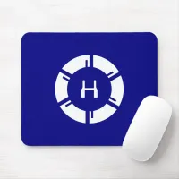 Futuristic SciFi Circle With Custom Monogram Blue Mouse Pad