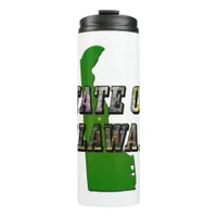 State of Delaware Picture Text & Map Outline Thermal Tumbler