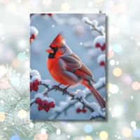 A Pretty Cardinal on a Snowy Branch Christmas Card