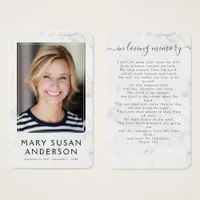 Minimalist Marble Photo Memorial Prayer Card