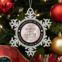 Elegant 46th Pearl Wedding Anniversary Celebration Snowflake Pewter Christmas Ornament
