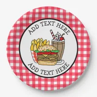 Cute Cartoon Hamburger Barbecue or Birthday Party  Paper Plates