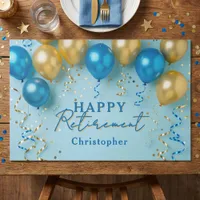 Blue & Gold Balloons Happy Retirement Placemat
