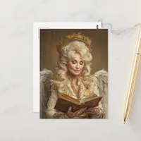 Beautiful Blond Angel Woman With Book Postcard