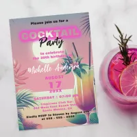 Trendy Chic Tropical Summer Sunset Cocktail Party  Invitation